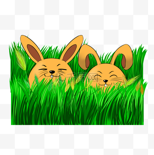 春季草坪地卡通小兔子图片