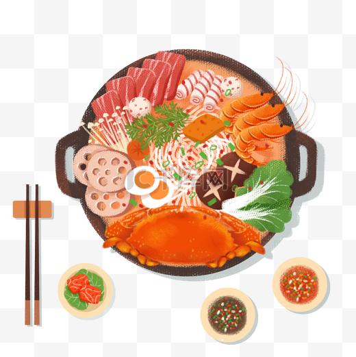 冬日海鲜火锅美食图片