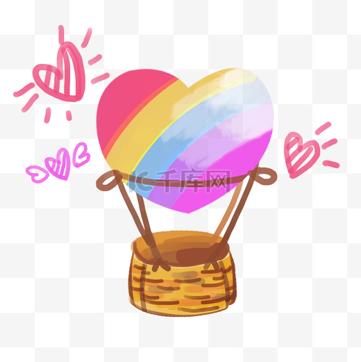 儿童节主题爱心彩虹热气球图片