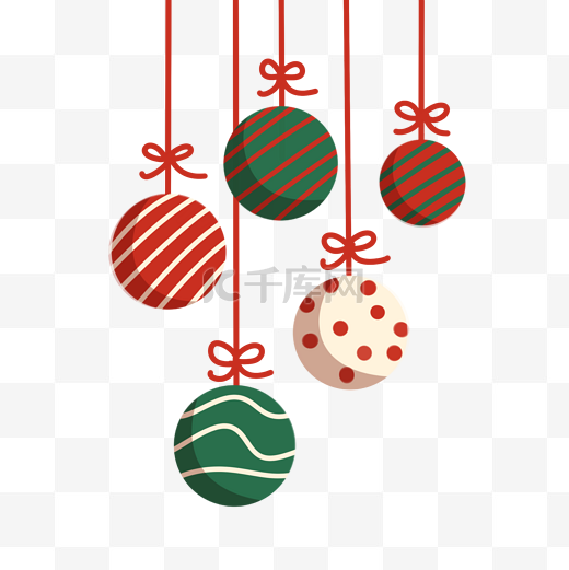 彩色圣诞装饰球插画图片