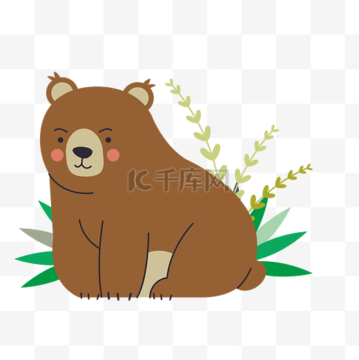 手绘坐立的小熊免抠图图片