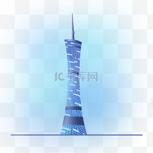 城市地标建筑广州广州塔PNG元素图片