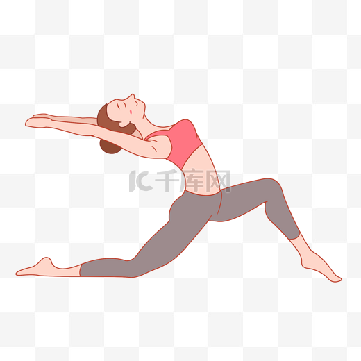 手绘运动健身瑜伽美少女图片
