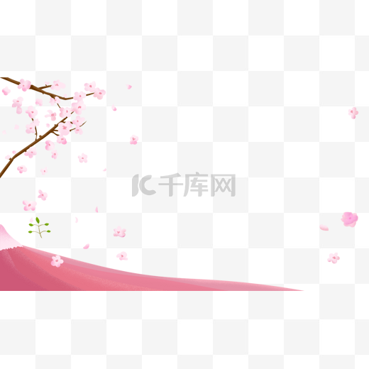 手绘日式风格粉红樱花边框图片
