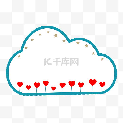 情人节可爱蓝色云朵矢量边框免抠素材图片