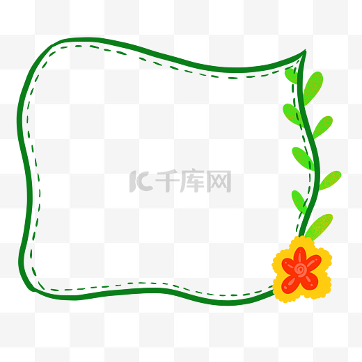 绿色清新花草相框png素材图片