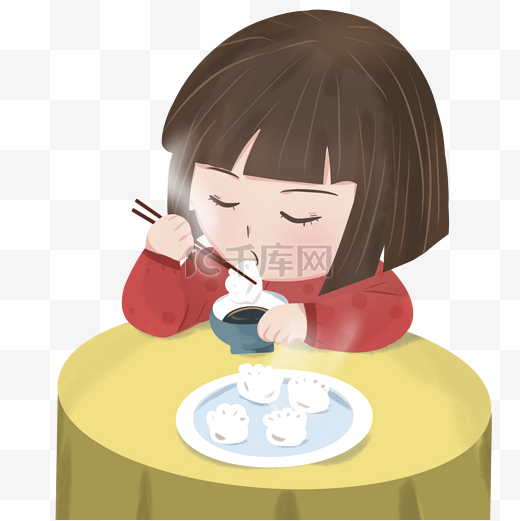 立冬小孩吃饺子中国传统节日美食二十四节气图片