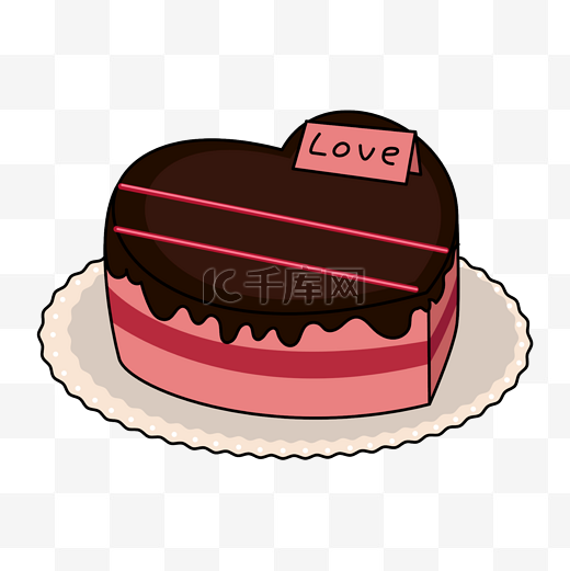 情人节爱心蛋糕插画图片