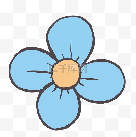 蓝色的卡通四瓣花朵图片
