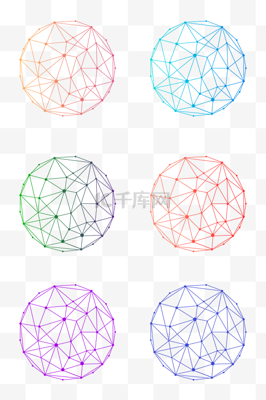 多色全色系渐变风科技感网络线条多边形球体图片