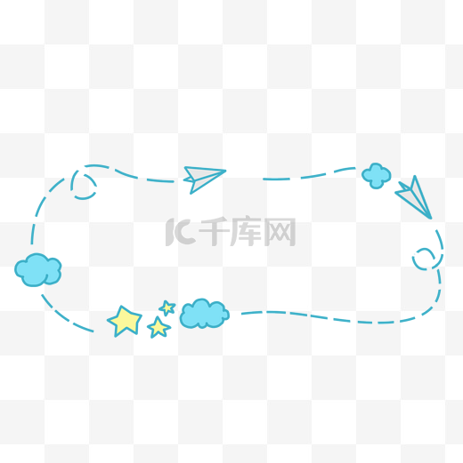 手绘飞机星星云朵小清新标题框图片