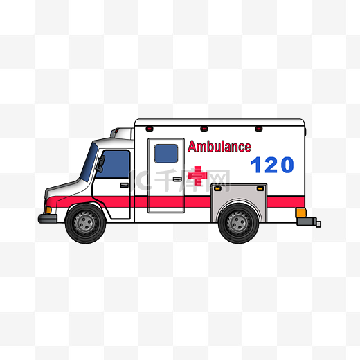 医院救护车120插画图片