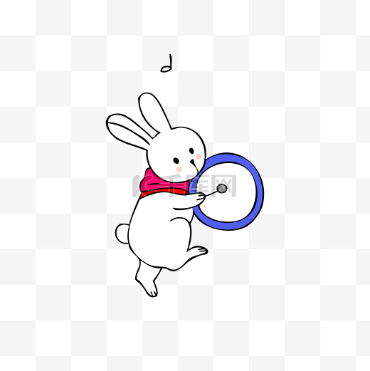 可爱卡通打鼓的音乐兔子图片
