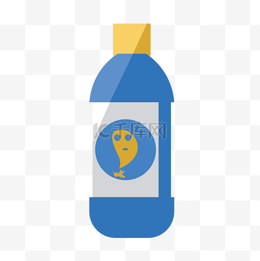 蓝色瓶装农药插画图片