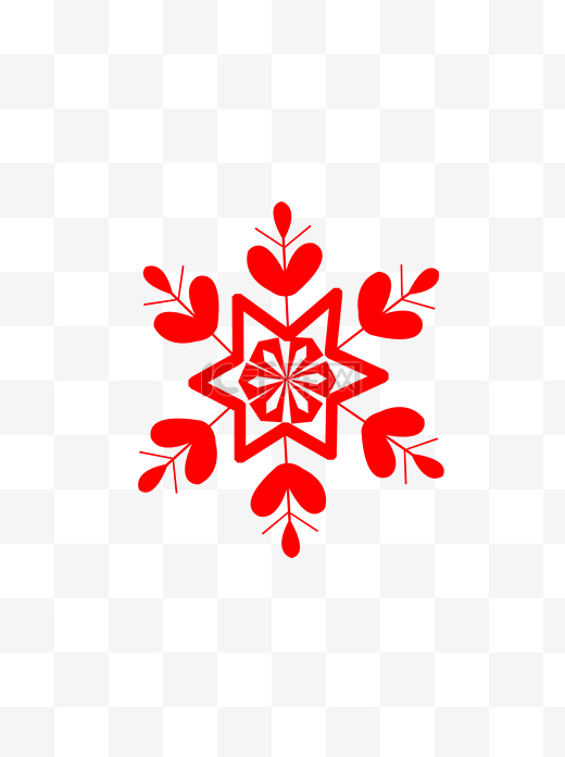 雪花矢量图标圣诞节红色冬季卡通可商用素材图片