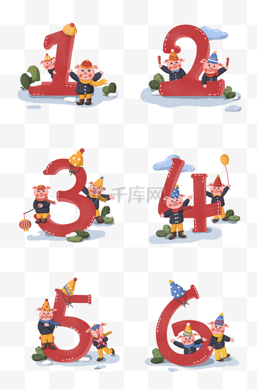 元旦新年2019年倒计时数字6图片