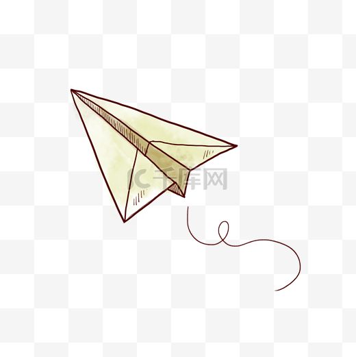 手绘水彩纸飞机PNG免抠素材图片