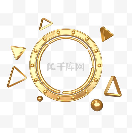 金色环立体圆边装饰图片