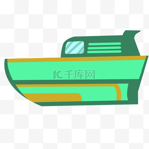 绿色的交通轮船插画图片