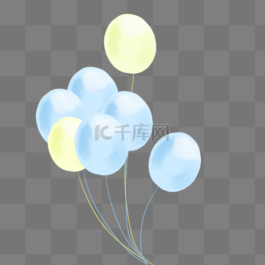 蓝黄色水彩风气球图片