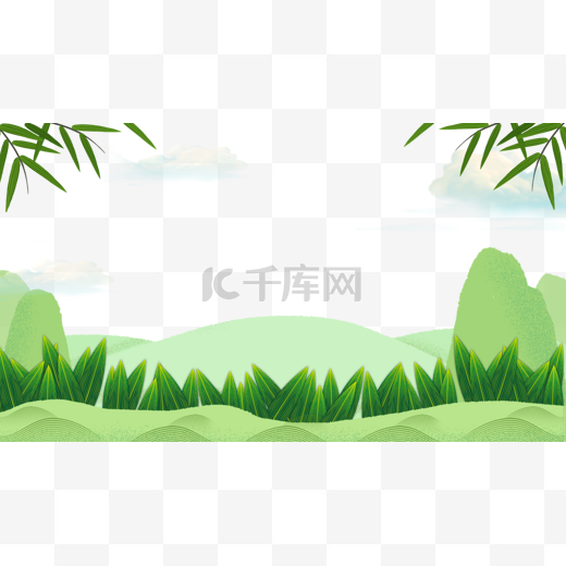 端午节粽子粽叶绿色主题边框图片