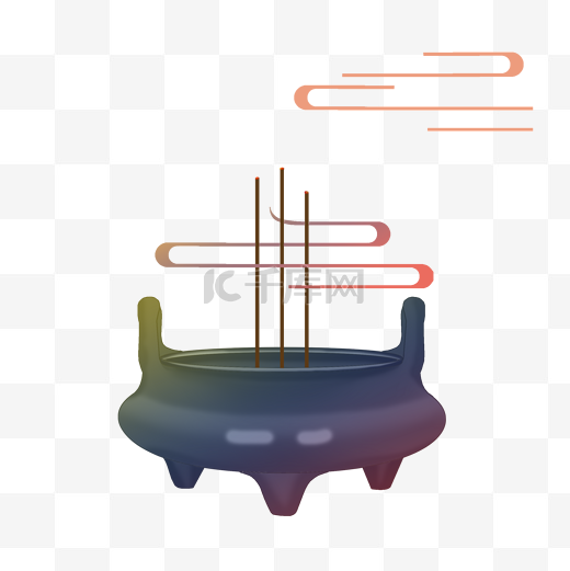 卡通中国风烟雾香炉烧香敬香图片