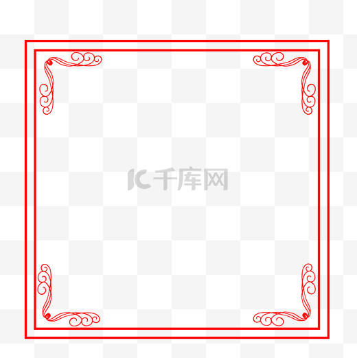中国风复古红色线条边框图片