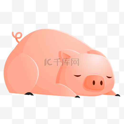 剪纸风格小猪睡觉图片