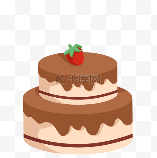 草莓蛋糕手绘插画图片