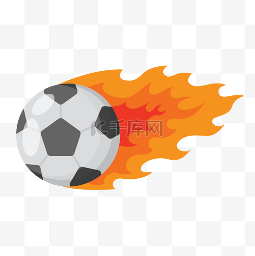 世界杯手绘火焰足球免扣素材图片