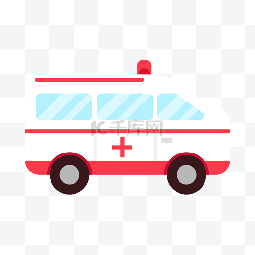 卡通白色救护车插画图片