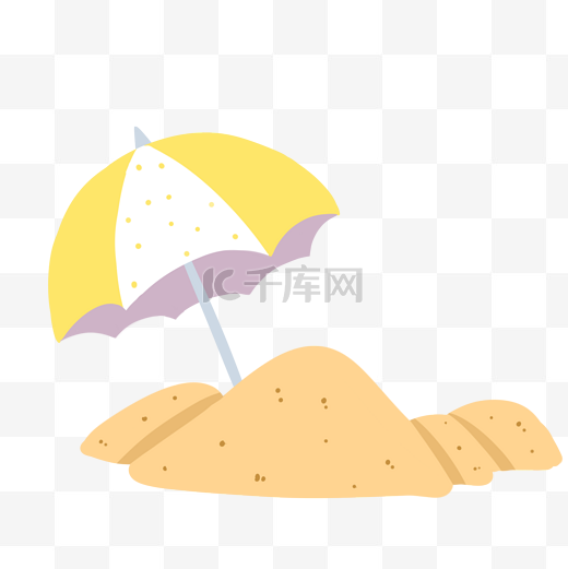 夏季海滩休闲沙堆遮阳伞插画图片