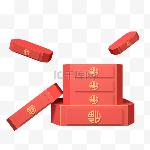 C4D2019新年古代礼盒首饰盒喜庆婚庆盒装饰礼盒图片