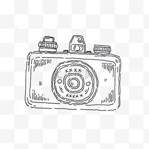 黑白手绘线条相机胶片机图片