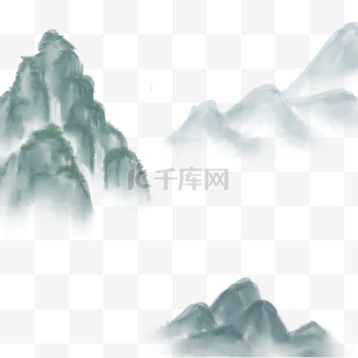 中国风山水水墨险峻高峰图片