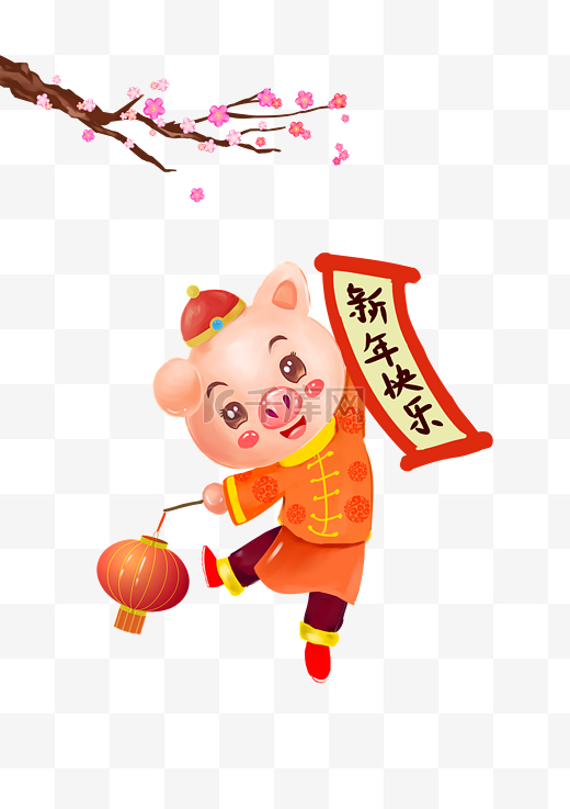 卡通灯笼春节新年小猪图片