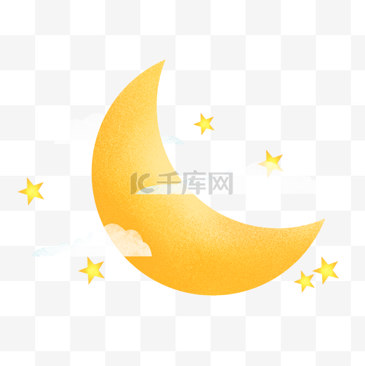 卡通暖黄色的星星月亮图片