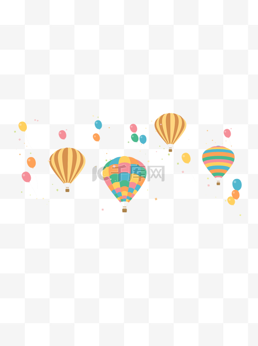 可爱卡通彩色热气球矢量海报漂浮元素图片