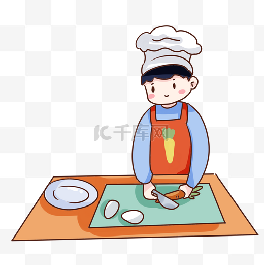 手绘卡通厨师做饭图片