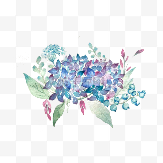 紫色紫罗兰花卉水彩紫蓝雅致淡雅PNG图片