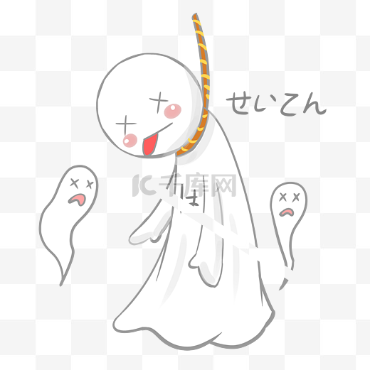 日本幽灵娃娃插画图片