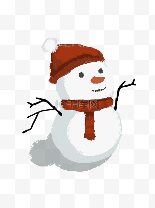 手绘卡通冬天圣诞节的可爱雪人可商用元素图片