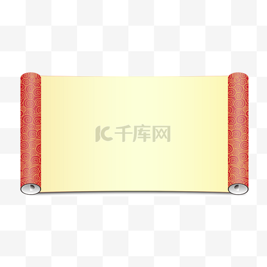 春节新年中国风红色祥云卷轴矢量边框元素图片