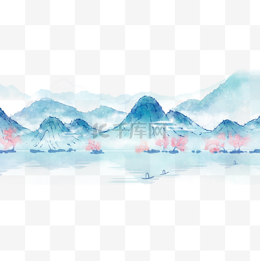 手绘中国风山水水墨背景图片