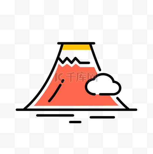手绘卡通彩色旅游名胜富士山图片