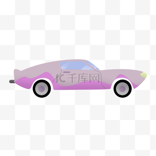 粉色的小汽车插画图片