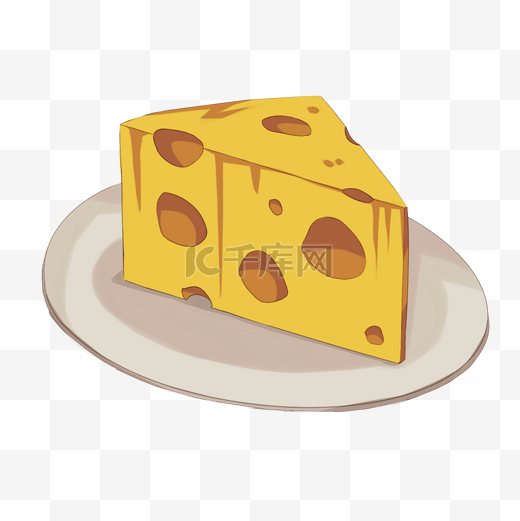 一块黄色的奶酪插画图片