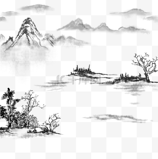 水墨中国风山水精致装饰图片