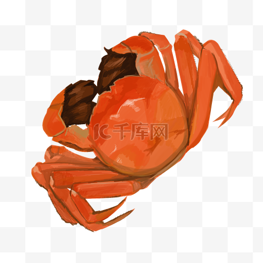 卡通煮熟的螃蟹插画图片