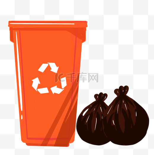 橙色的卡通垃圾桶图片
